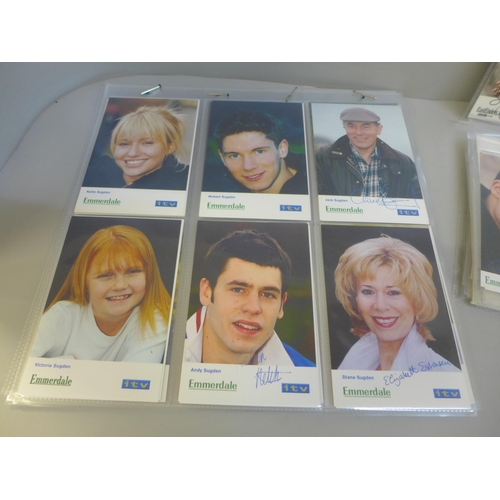 707 - Postcards; a collection of signed TV promotional cards, mainly Emmerdale but some Eastenders and Cor... 