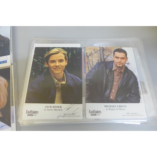 707 - Postcards; a collection of signed TV promotional cards, mainly Emmerdale but some Eastenders and Cor... 