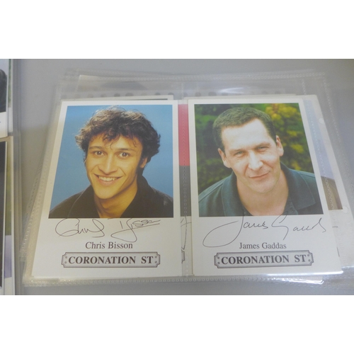 707 - Postcards; a collection of signed TV promotional cards, mainly Emmerdale but some Eastenders and Cor... 