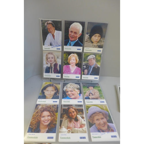 707 - Postcards; a collection of signed TV promotional cards, mainly Emmerdale but some Eastenders and Cor... 