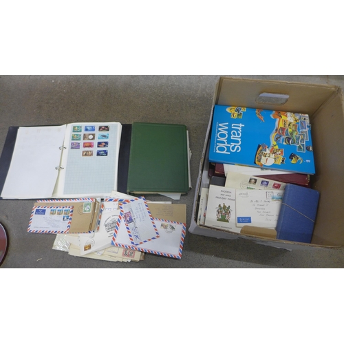 727 - Stamps; a box of stamps, covers, etc., loose and in albums