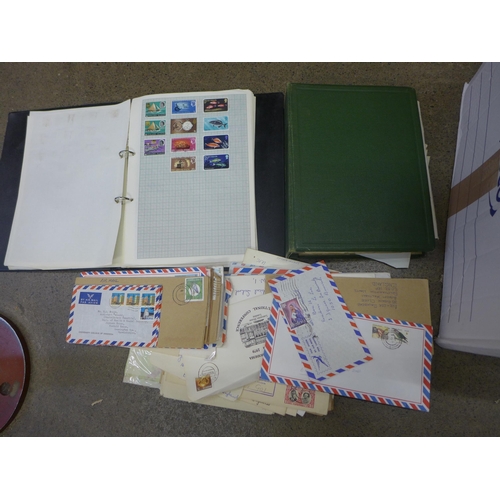 727 - Stamps; a box of stamps, covers, etc., loose and in albums