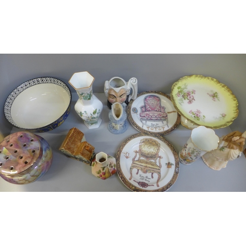 742 - A collection of ceramics including a Masons bowl, a Royal Doulton Great Britains Britannia jug, spec... 