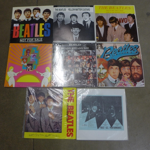 751 - Eight The Beatles LP records, bootlegs including Not For Sale, Ready Steady Go