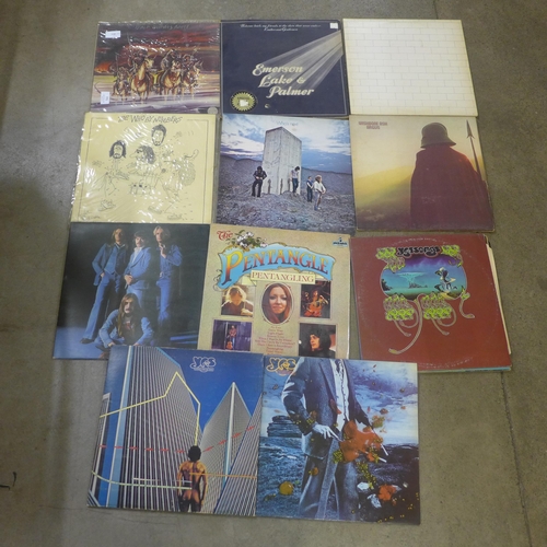 771 - Eleven LP records, Yes, ELP, Baker Gurvitz Army, The Who, Pink Floyd, etc.