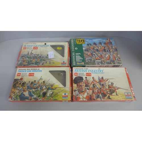 774 - Three boxes of ESCI model soldiers and one Revell