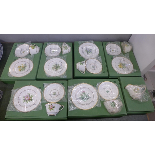 779 - A collection of Royal Worcester The Wild Flowers of Britain wedding teawares, six setting with tea p... 