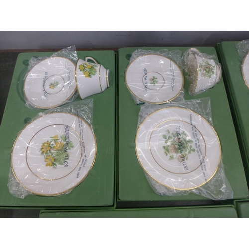 779 - A collection of Royal Worcester The Wild Flowers of Britain wedding teawares, six setting with tea p... 