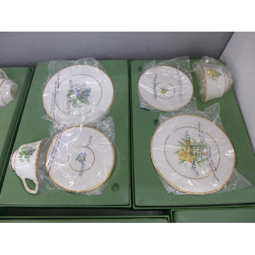 779 - A collection of Royal Worcester The Wild Flowers of Britain wedding teawares, six setting with tea p... 