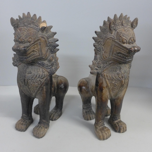 794 - A pair of stone dogs of fo, one a/f