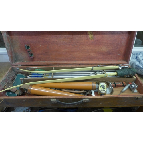 795 - An Apollo Merlin long bow set in wooden case, dates from 1960s