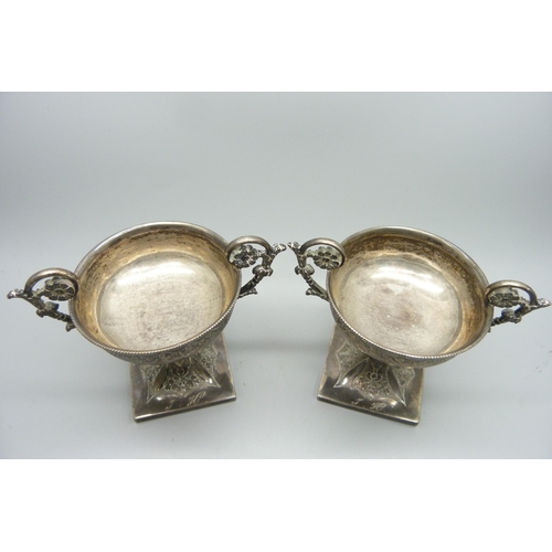 874 - A pair of Austrian silver table salts, hallmarks for Vienna, pre 1867 (possibly 1852 with a purity m... 