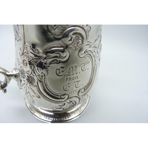 875 - An early George III silver baulster mug, London 1765, Thomas Whipham & Charles Wright, 258g