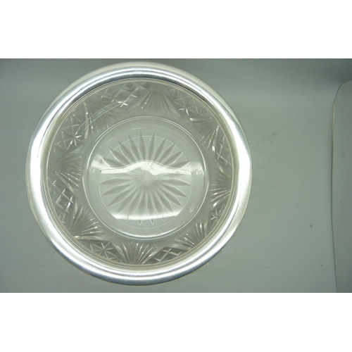 884 - A silver rimmed cut glass crystal bowl