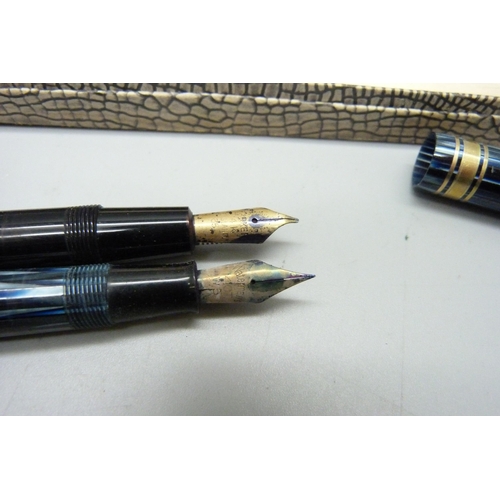 903 - A Parker Duofold fountain pen and a Waterman WS fountain pen, both with 14ct gold nibs