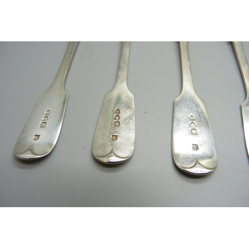 918 - A silver serving spoon, six silver tablespoons and six silver forks, 693g