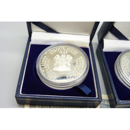 926 - Two silver Victory coins, The African Cup of Nations, each 33g