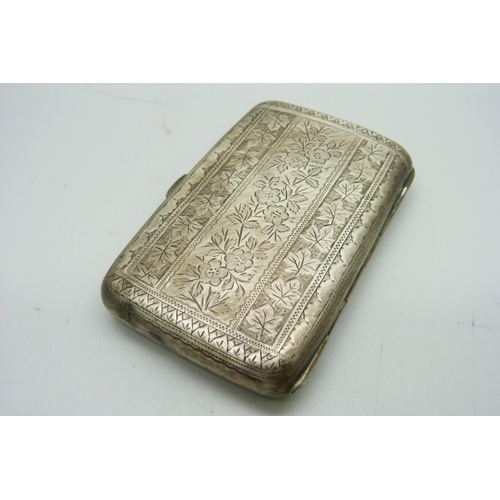 944 - A silver cigarette case, engraved finish with initials, 70g