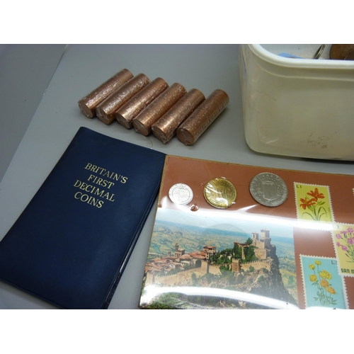 974 - A box of mixed British and foreign coins