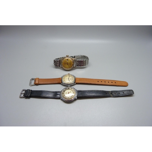 978 - Three vintage wristwatches; Rone, Lanco and Chromatic 21 jewel calendar