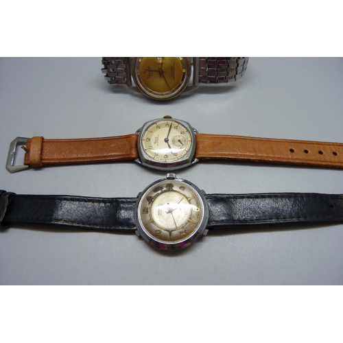 978 - Three vintage wristwatches; Rone, Lanco and Chromatic 21 jewel calendar