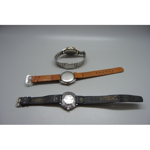 978 - Three vintage wristwatches; Rone, Lanco and Chromatic 21 jewel calendar