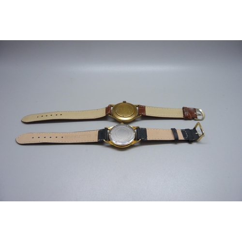 984 - Two wristwatches including a hand painted dial watch