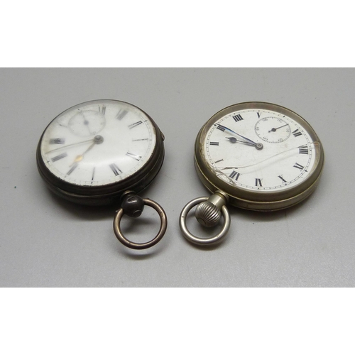 995 - A silver pocket watch and one other base metal pocket watch