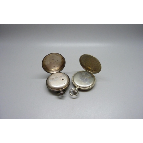 995 - A silver pocket watch and one other base metal pocket watch