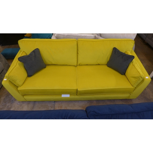 1324 - A Barker and Stonehouse mustard velvet four seater sofa RRP £1589