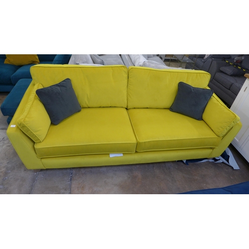 1324 - A Barker and Stonehouse mustard velvet four seater sofa RRP £1589