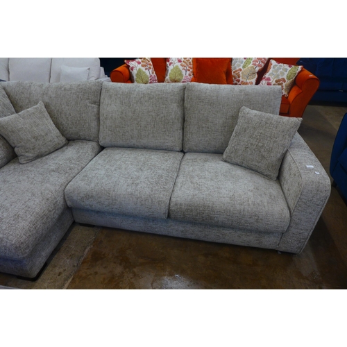 1426 - A silver upholstered LHF corner sofa - damaged back corner