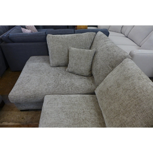 1426 - A silver upholstered LHF corner sofa - damaged back corner