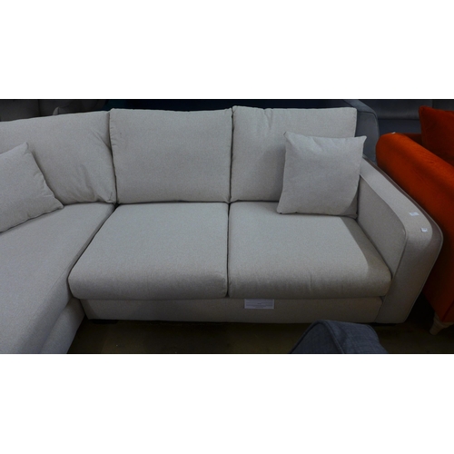 1459 - A dove grey upholstered LHF corner sofa, damaged frame