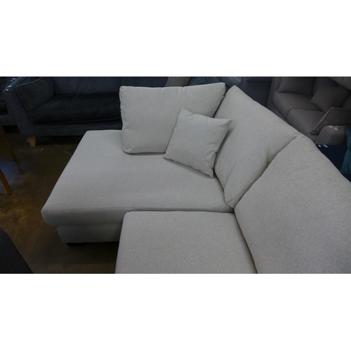 1459 - A dove grey upholstered LHF corner sofa, damaged frame