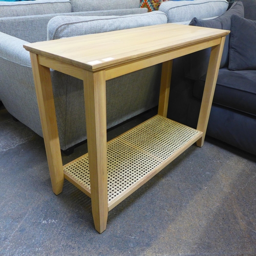 1465 - A Cotswold light oak and rattan console table