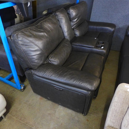 1582 - Maxwell 2 Seater Grey Leather Recliner Sofa, original RRP £1166.66 + VAT (4162-31) * This lot is sub... 