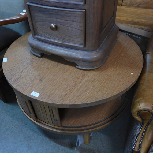 1585 - A Tambour Holcot mid century style circular coffee table