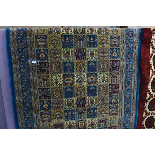 1587 - A fine woven duck egg blue ground rug with Persian panel design