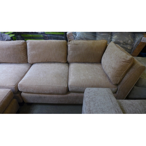 1591 - A sand upholstered corner sofa and footstool