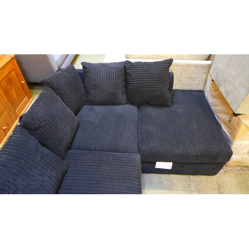 1606 - A black jumbo corduroy RHF corner sofa