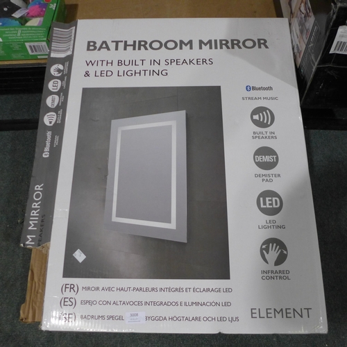 3008 - LED Bathroom Mirror Including Bluetooth Speakers, original RRP £128.99 + VAT  (284-133) * This lot i... 