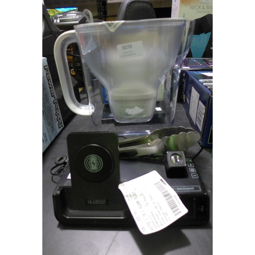 3070 - Wattz 3 In 1 Alarm Clock and a Brita Maxtra+XL Style Jug (3.6l) (284-273,293)* This lot is subject t... 