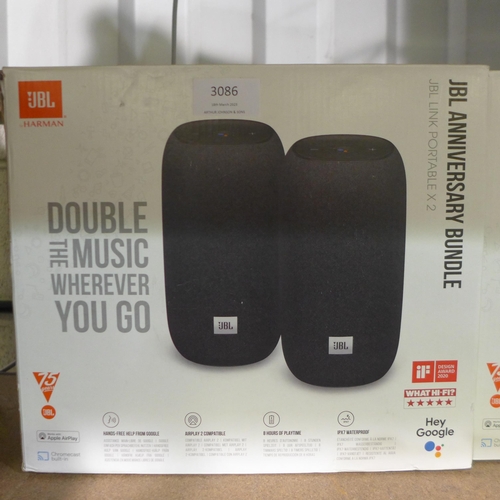 3086 - Two JBL Link Portable Speakers    (284-361) * This lot is subject to VAT