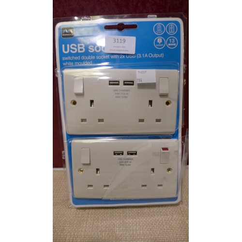 3119 - Masterplug BG Twin USB Sockets (284-68) * This lot is subject to VAT