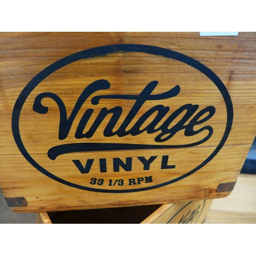 1318 - A set of two wooden vintage vinyl LP record storage boxes (FL3426)