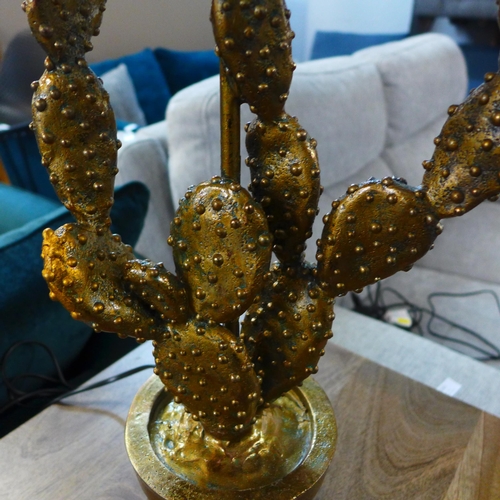 1365 - A gold cactus table lamp