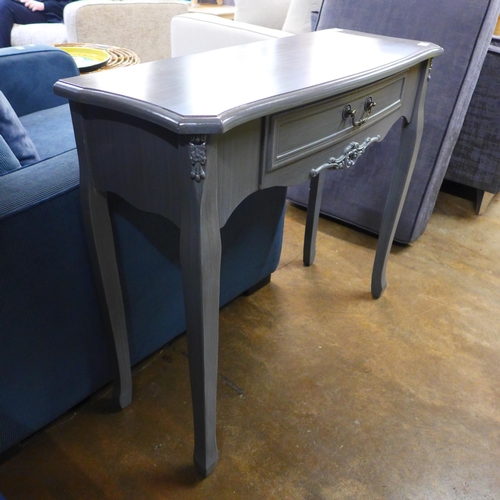 1430 - A grey single drawer console table