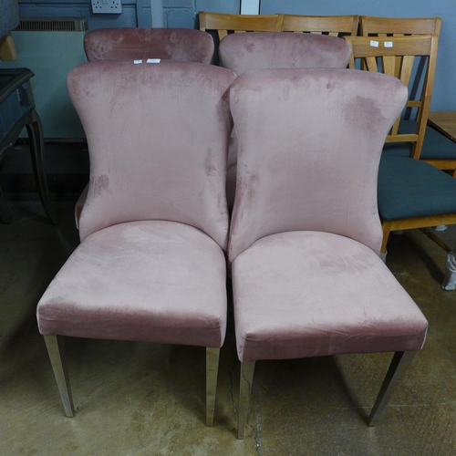 1436 - A set of four Luna pink velvet dining chairs