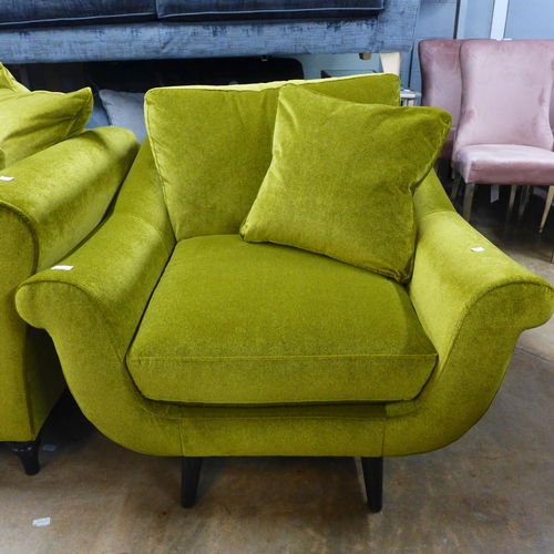 1457 - A metallic sheen green upholstered armchair